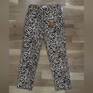 Kensie Zebra Pattern High-Rise Pants